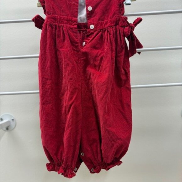 Bella Bliss Red Corduroy Romper – Size 12M - Picture 2 of 4
